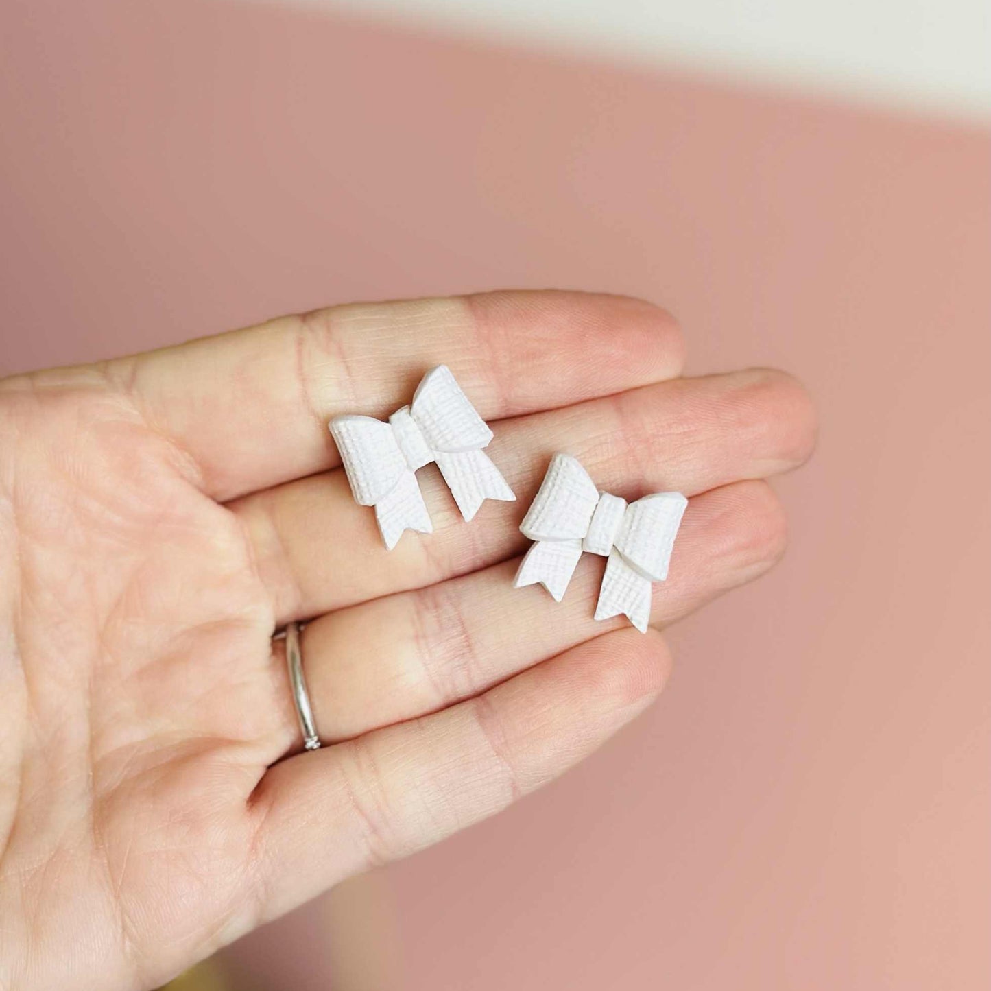 White Bow Studs