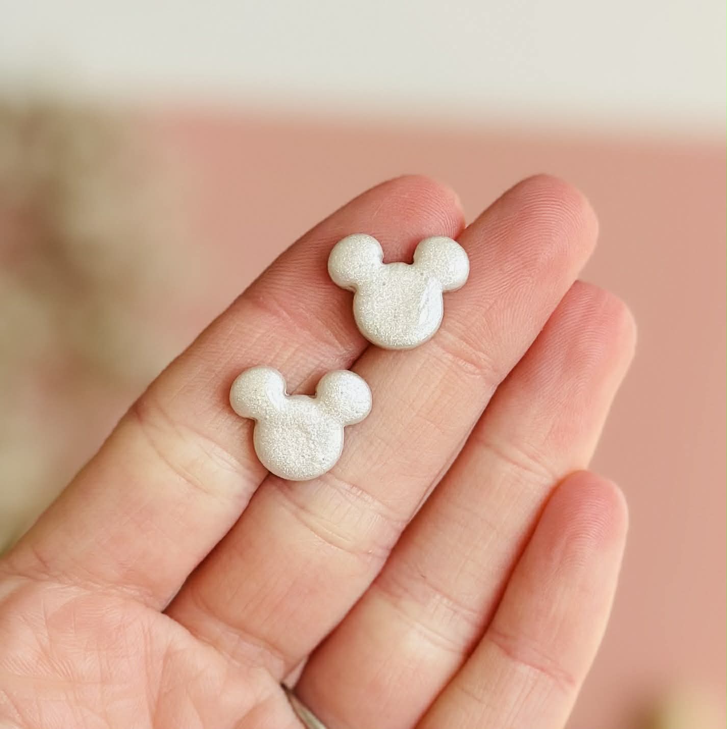 Shimmery Pearl Mickey Studs