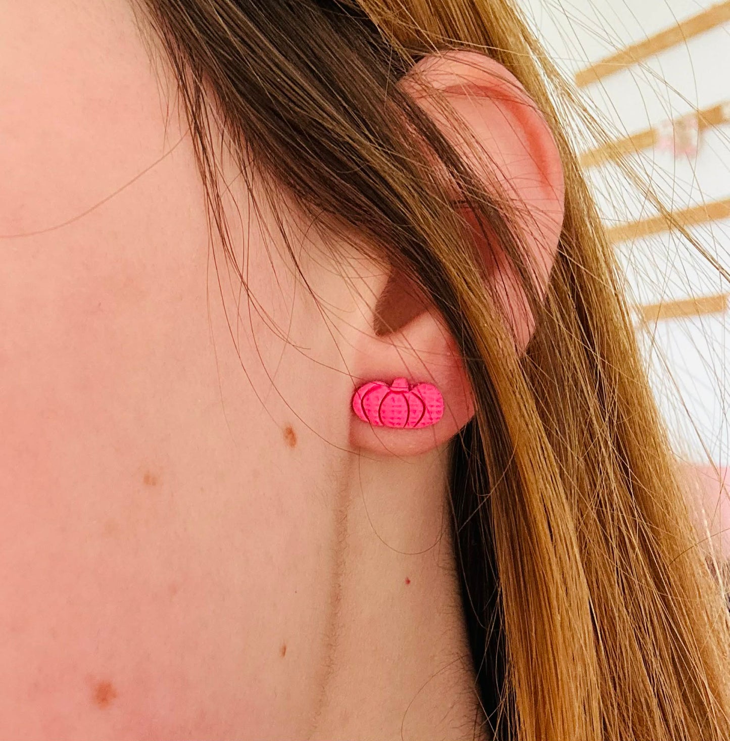 Pink Mini Pumpkin Studs