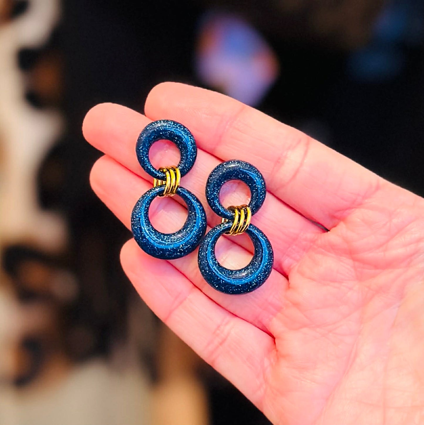 Sparkly blue Dangle Stud