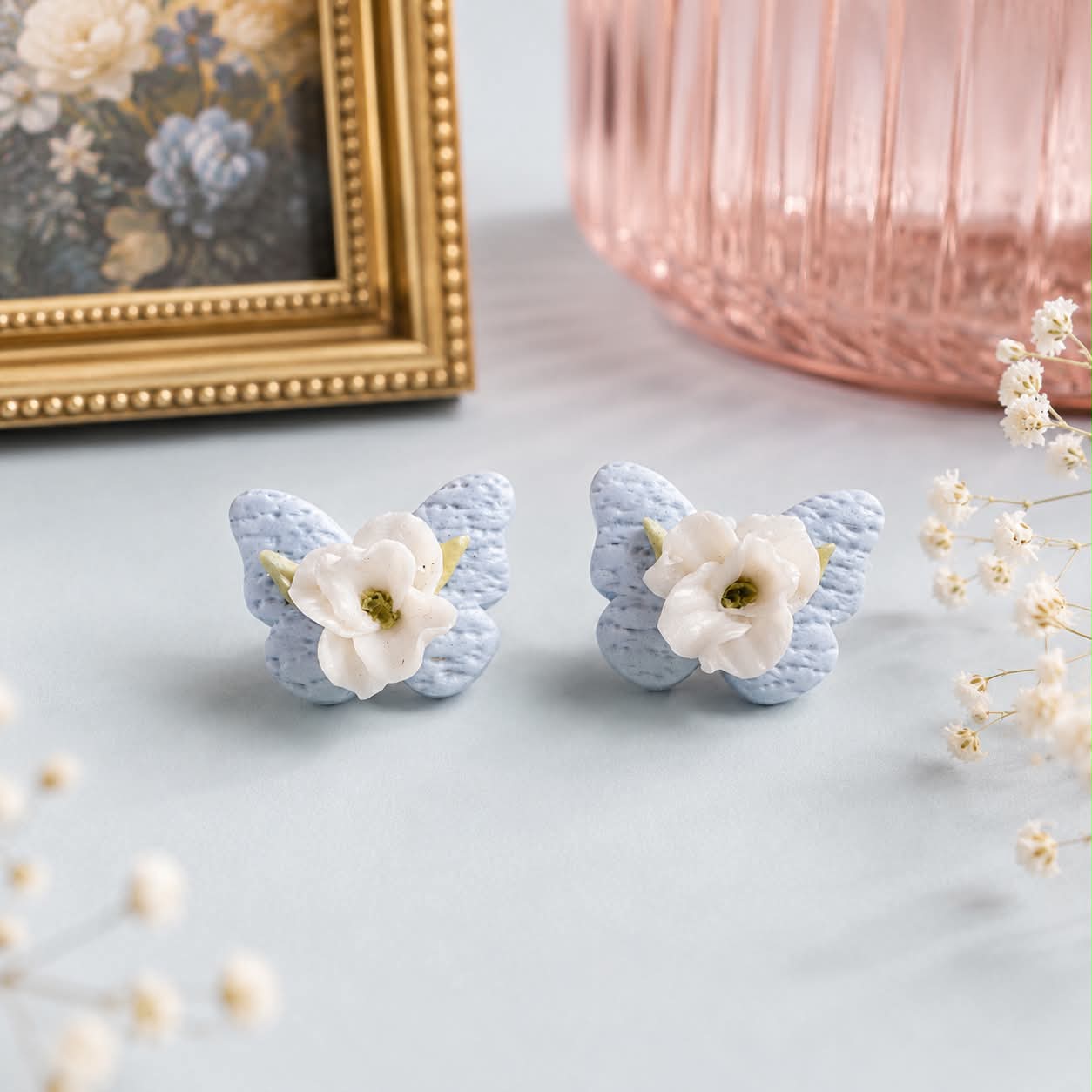 Mini Butterfly Floral Studs