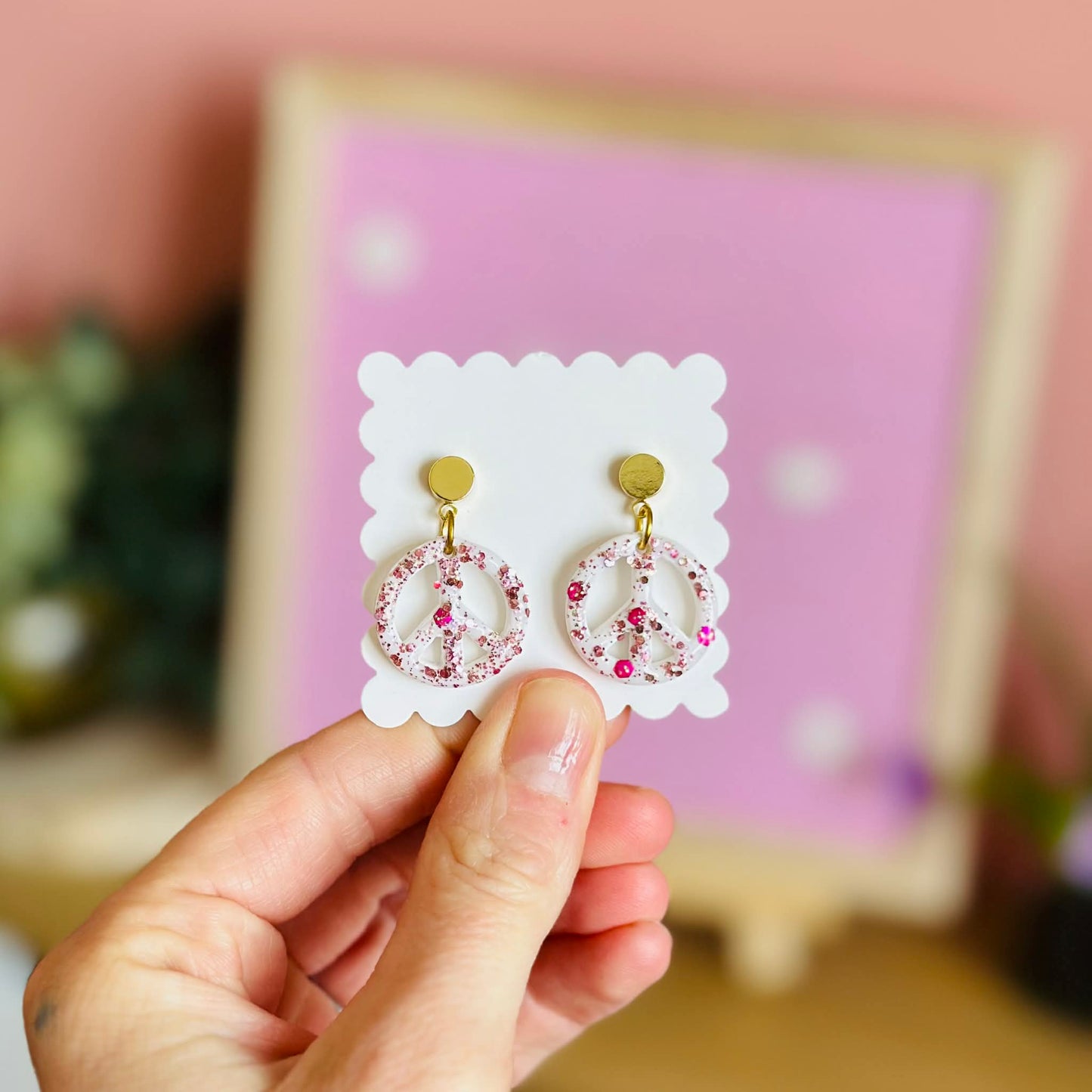 Glitter Peace Dangles