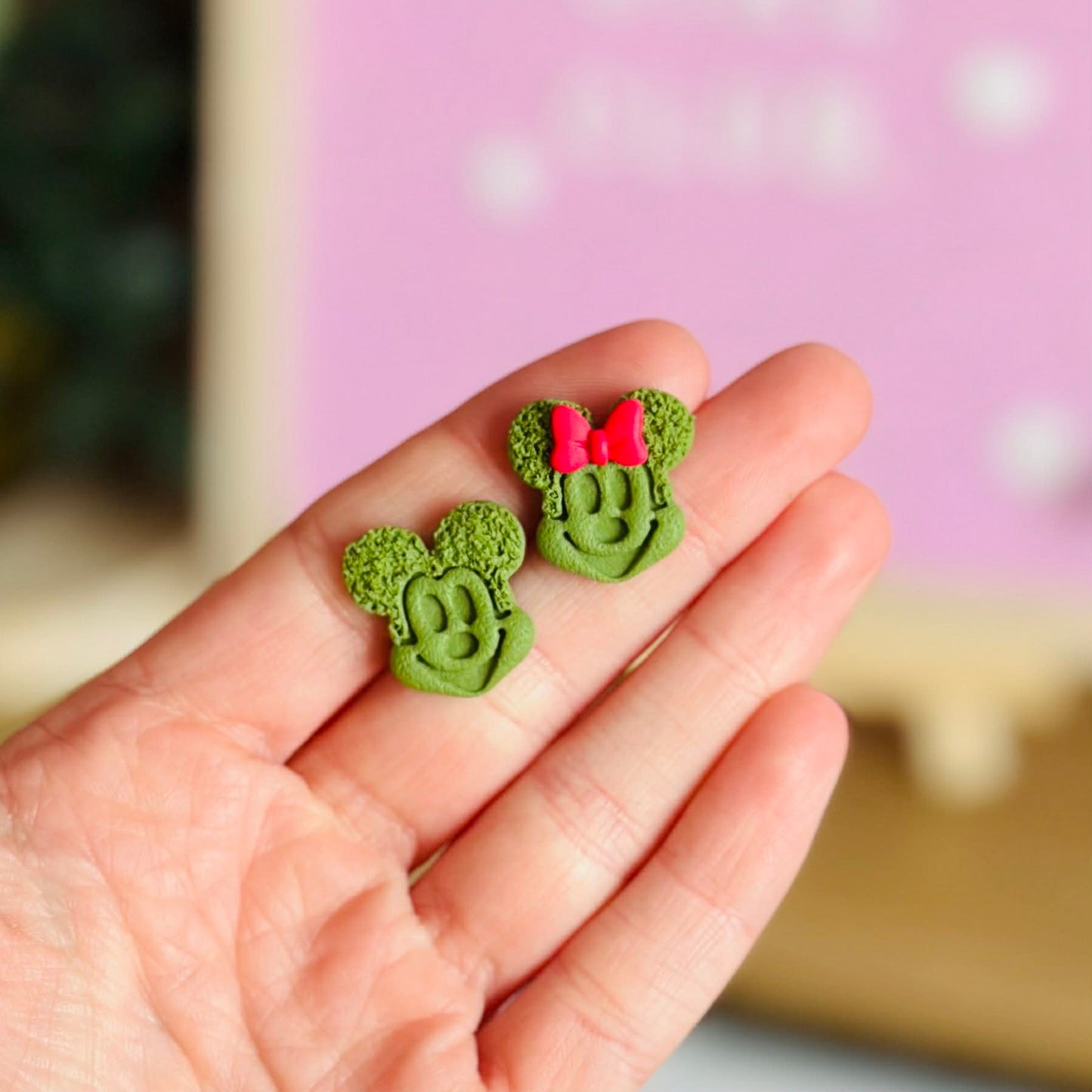Topiary Minnie & Mickey Studs