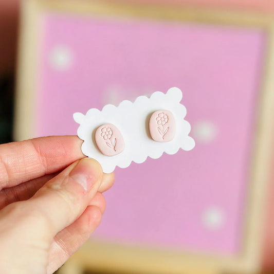 Pink flower Studs