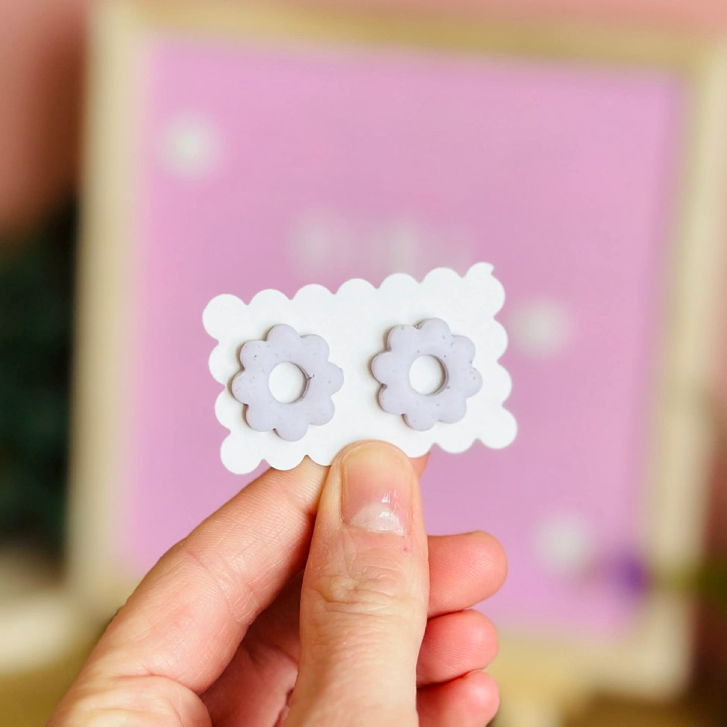 Purple Hollow Flower Studs