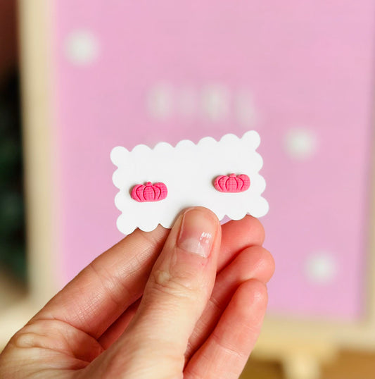 Pink Mini Pumpkin Studs