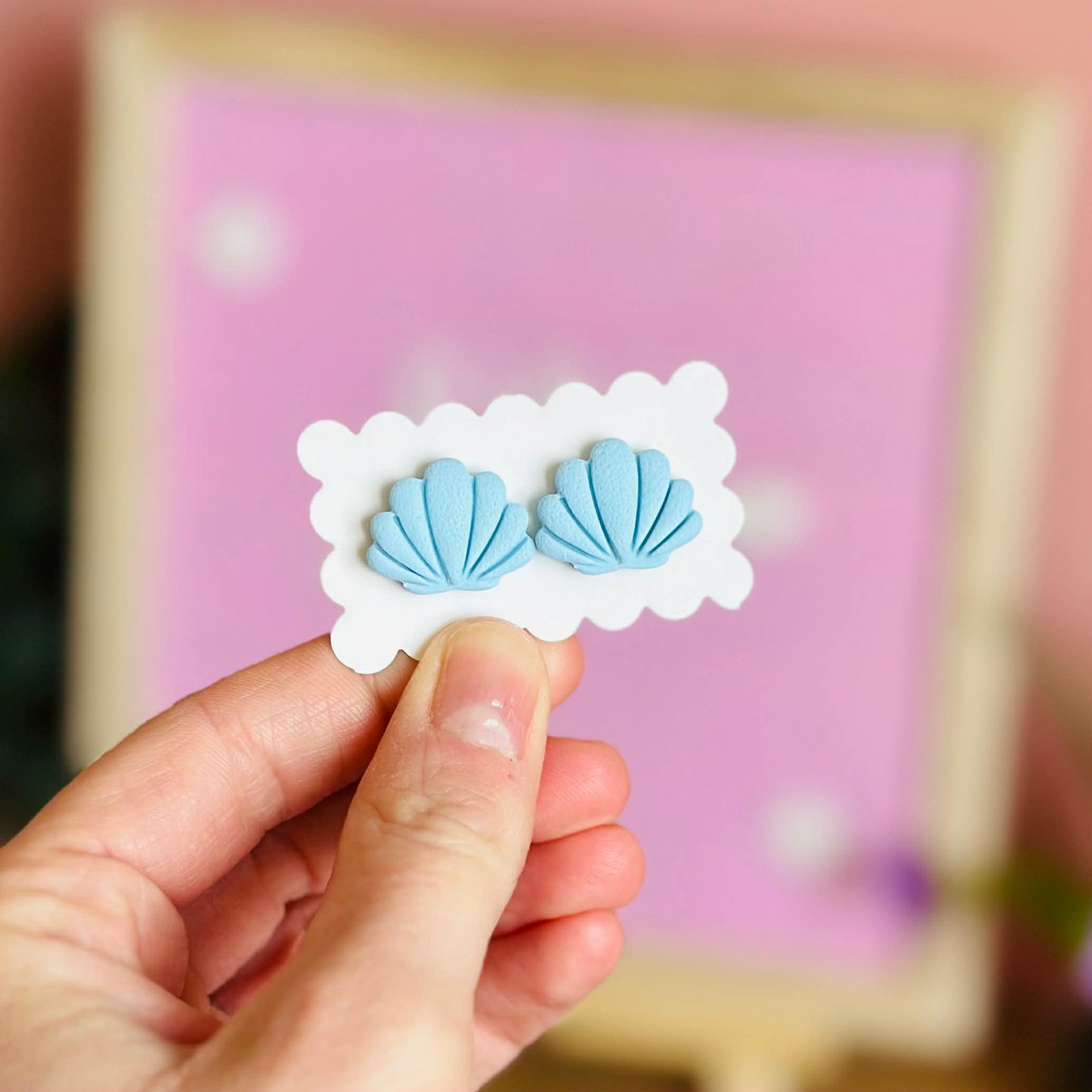 Blue Seashell Studs