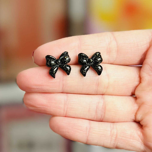Mini Black Bow Stud