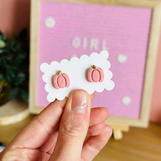 Pink & Gold Pumpkin Studs