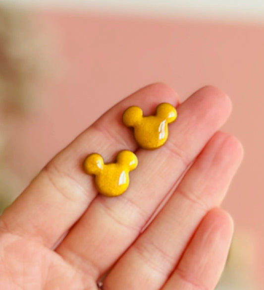 Shimmery Gold Mickey Studs