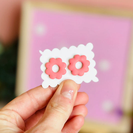 Pink Hollow Flower Studs