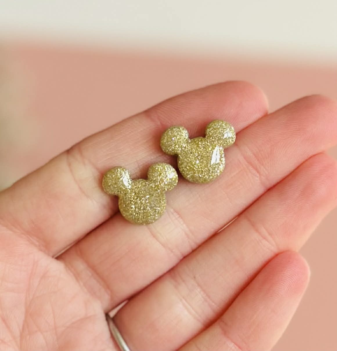 Glitter Gold Mickey Studs