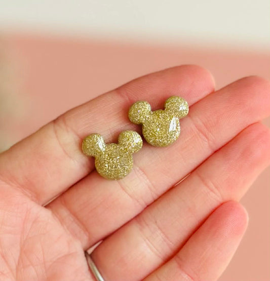 Glitter Gold Mickey Studs