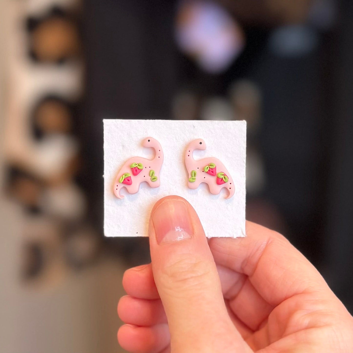 strawberry Dino Studs