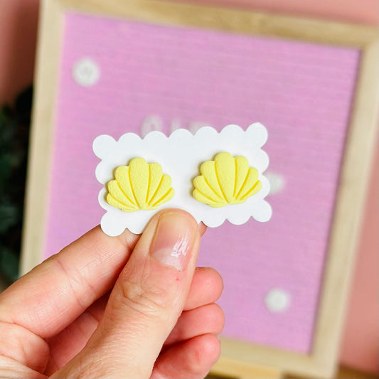 Yellow SeaShell Studs