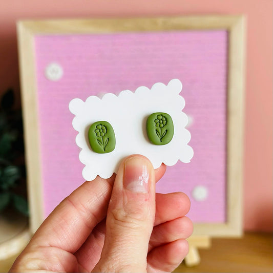 Green Flower Studs
